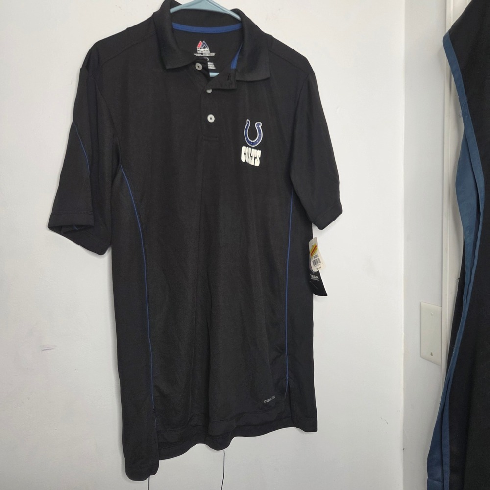 Majestic NFL Indianapolis Colts Cool Base Black Polo Shirt Mens Medium New